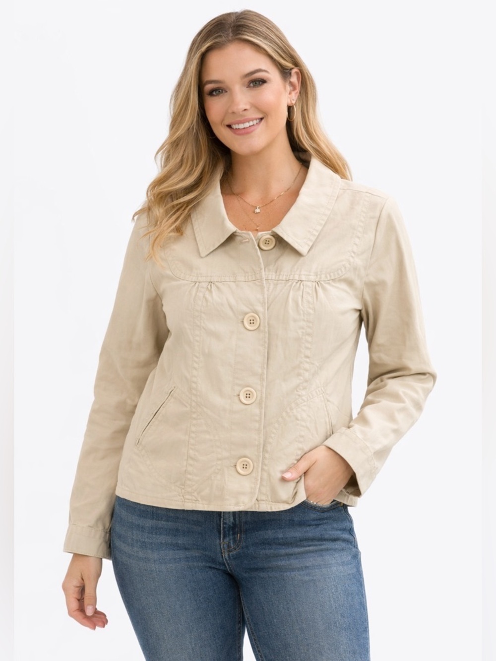 Sonoma Beige Utility Jacket Lightweight Button Front Casual Chic Size XL NWT